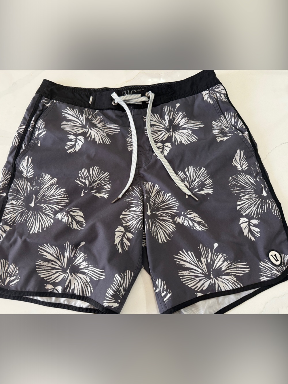 Vuori Men's Black Floral Athletic Shorts